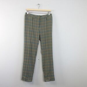 J. McLaughlin Yara Women's Ankle Pants 8 Green Check Stretch Preppy Work 410